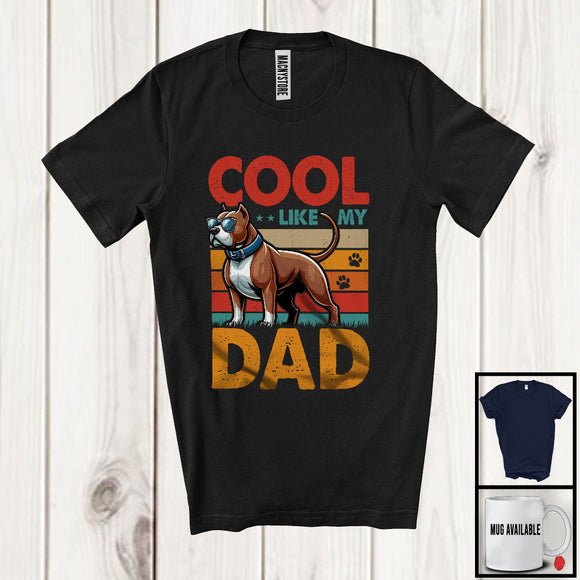 MacnyStore - Cool Like My Dad, Adorable Vintage Retro Father's Day Pit Bull Sunglasses Paws, Family T-Shirt