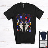 MacnyStore - Couple Two Goat Drinking Beer, Humorous 4th Of July Fireworks Farm, Farmer Patriotic T-Shirt