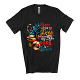 MacnyStore -  Custom Name Home Of The Free Papa Is Brave, Proud 4th Of July US Flag Sunflower, Veteran T-Shirt