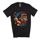 MacnyStore -  Custom Name Home Of The Free Papa Is Brave, Proud 4th Of July US Flag Sunflower, Veteran T-Shirt