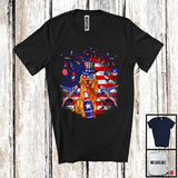 MacnyStore - Cute Golden Retriever Drinking Beer, Joyful 4th Of July American Flag, Matching Patriotic Family T-Shirt