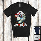 MacnyStore - Dabbing Snowman Riding Chicken; Humorous Christmas Snow Around Farm Animal; X-mas Farmer T-Shirt