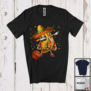 MacnyStore - Dabbing Taco Playing Basketball, Humorous Cinco De Mayo Sombrero Food, Mexican Family T-Shirt