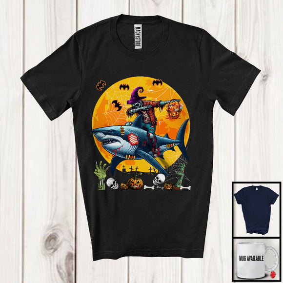 MacnyStore - Dabbing Zombie Riding Shark, Amazing Halloween Costume Moon Zombie Shark, Family Group T-Shirt