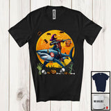 MacnyStore - Dabbing Zombie Riding Shark, Amazing Halloween Costume Moon Zombie Shark, Family Group T-Shirt
