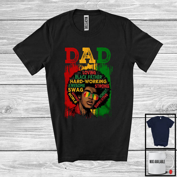 MacnyStore - Dad Loving Black Father, Wonderful Father's Day Juneteenth Afro Flag Men, African American Pride T-Shirt