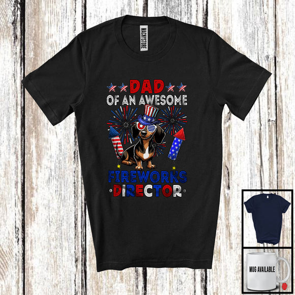 MacnyStore - Dad Of An Awesome Fireworks Director, Lovely 4th Of July Dachshund, Fireworks Patriotic T-Shirt