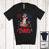 MacnyStore - Dad, Adorable Father's Day 4th Of July Corgi With Fireworks, American Flag Family Patriotic T-Shirt
