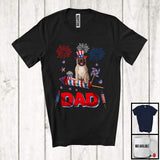 MacnyStore - Dad, Adorable Father's Day 4th Of July Pug With Fireworks, American Flag Family Patriotic T-Shirt