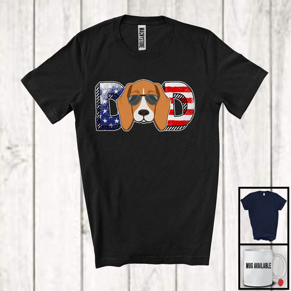 MacnyStore - Dad, Wonderful 4th Of July Father's Day American Flag Beagle Owner, Patriotic Family T-Shirt