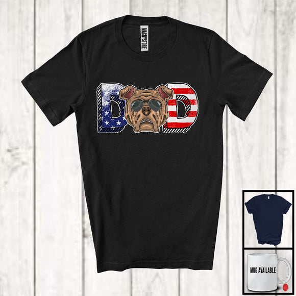 MacnyStore - Dad, Wonderful 4th Of July Father's Day American Flag Pit Bull Owner, Patriotic Family T-Shirt