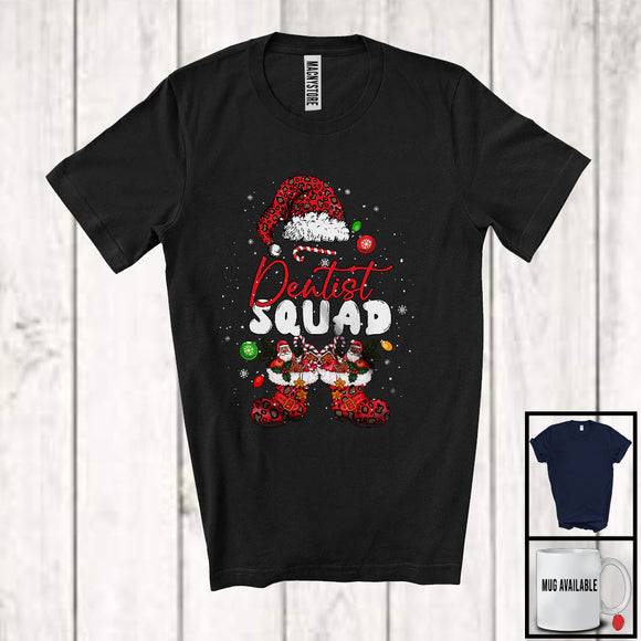 MacnyStore - Dentist Squad; Cheerful Christmas Leopard Santa Costume Snowing; Women Jobs Group T-Shirt