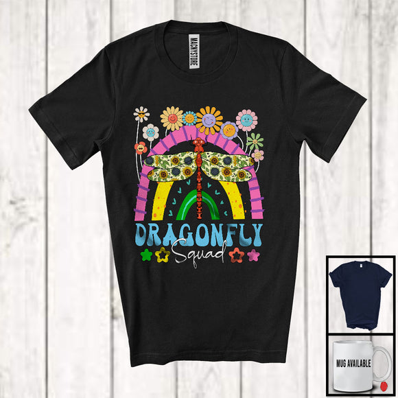 MacnyStore - Dragonfly Squad, Adorable Flowers Rainbow Animal Lover, Floral Matching Women Girls Group T-Shirt