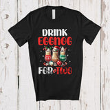 MacnyStore - Drink Eggnog For Two; Adorable Christmas Santa Eggnog Pregnancy Announcement; X-mas Family T-Shirt