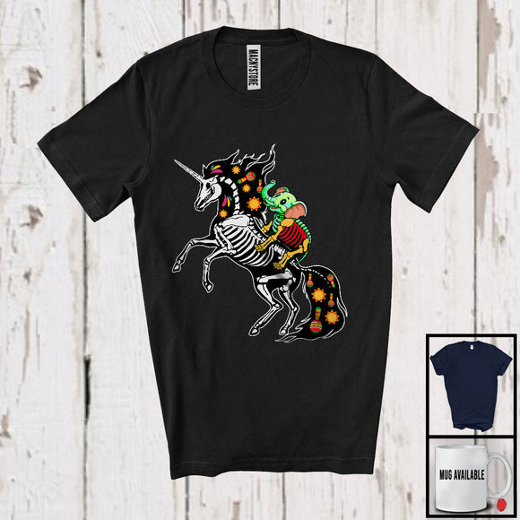 MacnyStore - Elephant Riding Unicorn Skeleton, Joyful Cinco De Mayo Unicorn Animal, Proud Mexican T-Shirt