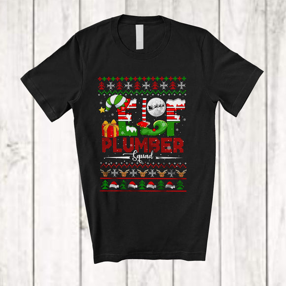 MacnyStore - Elf Plumber Squad; Awesome Christmas Sweater Moon Elf Lover; Pajama Jobs Family Group T-Shirt