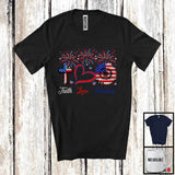 MacnyStore - Faith Love Freedom, Cheerful 4th Of July American Flag Flower Heart Cross, Fireworks Patriotic T-Shirt