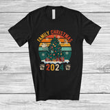 MacnyStore - Family Christmas 2024; Joyful Christmas Tree Vintage Retro Santa; Pajamas X-mas Family Group T-Shirt