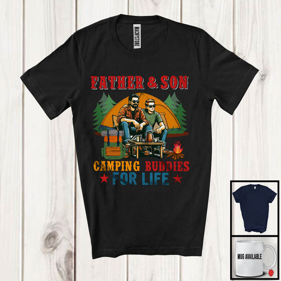 MacnyStore - Father And Son Camping Buddies, Proud Father's Day Vintage Lover, Matching Family Group T-Shirt