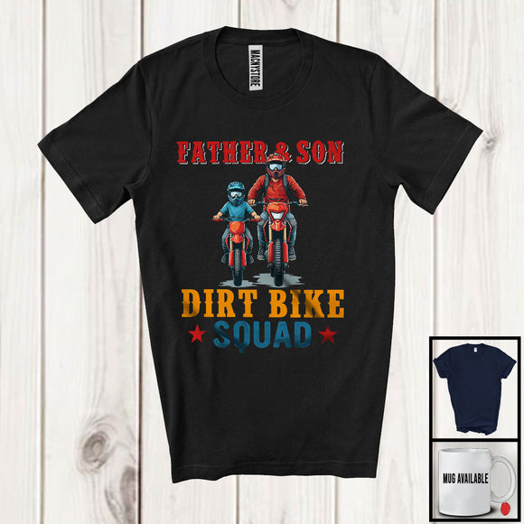 MacnyStore - Father And Son Dirt Bike Squad, Proud Father's Day Biker, Vintage Matching Family Group T-Shirt