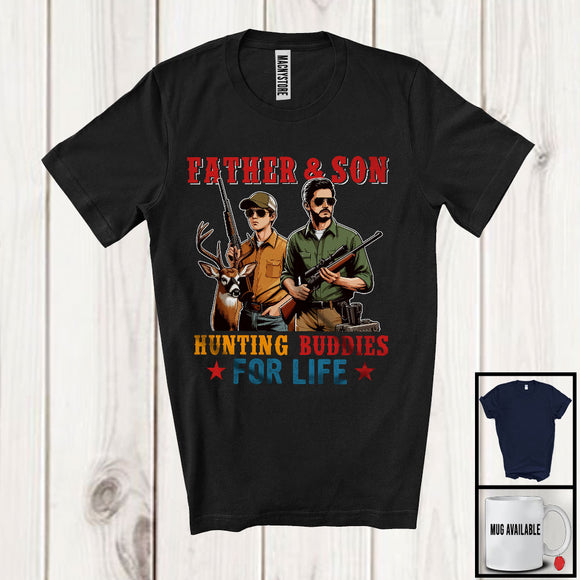 MacnyStore - Father And Son Hunting Buddies, Proud Father's Day Hunter, Vintage Matching Family Group T-Shirt