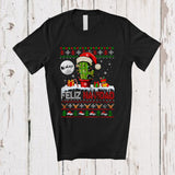 MacnyStore - Feliz Navidad; Fantastic Christmas Sweater Santa Cactus Snowing; X-mas Lights Family Group T-Shirt