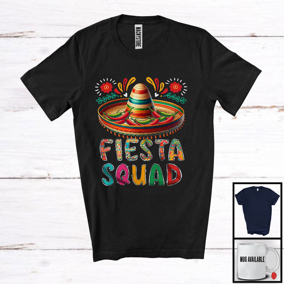 MacnyStore - Fiesta Squad, Joyful Cinco De Mayo Sombrero, Proud Mexican Party Matching Family Group T-Shirt