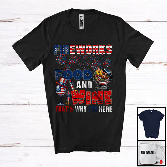 MacnyStore - Fireworks Food And Wine, Awesome 4th Of July BBQ Drinking, Drunker Patriotic Group T-Shirt