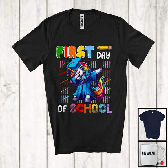 MacnyStore - First Day Of School, Lovely 100th Day Of School Dabbing Unicorn, Students Teacher Group T-Shirt
