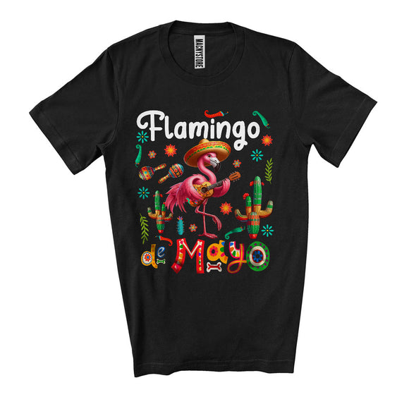 MacnyStore - Flamingo De Mayo, Wonderful Cinco De Mayo Flamingo Wearing Sombrero, Mexican Animal Lover T-Shirt