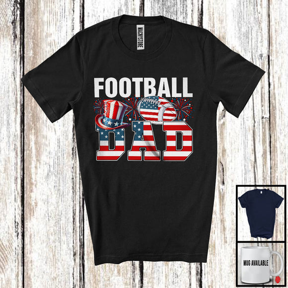MacnyStore - Football Dad, Amazing Father's Day 4th Of July American Flag, Sport Player Team Patriotic T-Shirt
