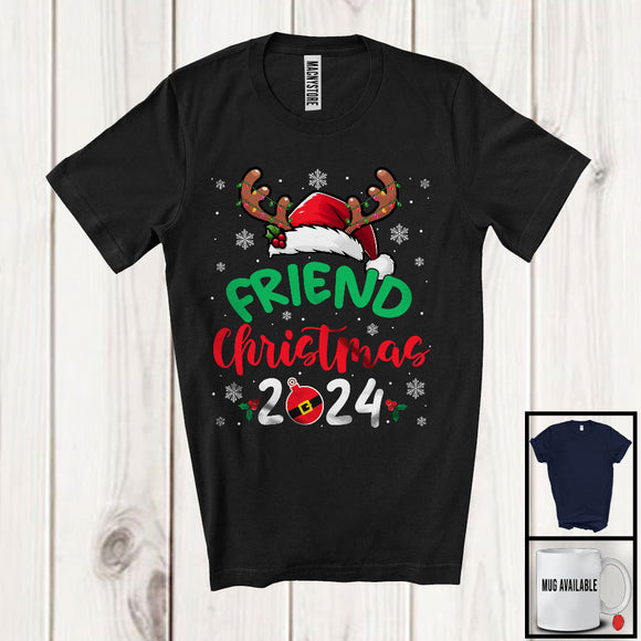 MacnyStore - Friend Christmas 2024; Awesome X-mas Santa Reindeer; Snowing Matching Friends Group T-Shirt