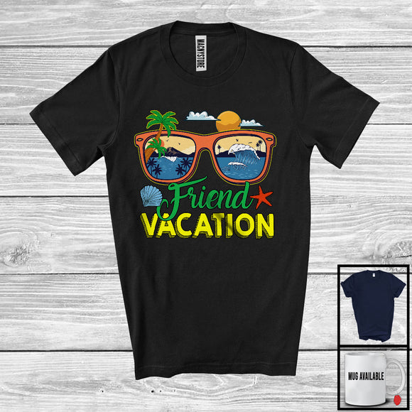 MacnyStore - Friend Vacation, Colorful Summer Vacation Beach Sunglasses Lover, Matching Friends Group T-Shirt