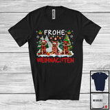MacnyStore - Frohe Weihnachten; Merry Christmas Tree Three Santa German Shepherds; Germany Family T-Shirt
