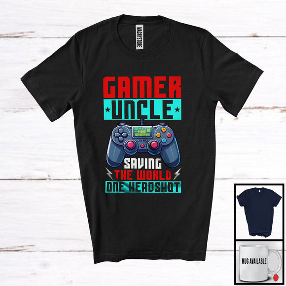 MacnyStore - Gamer Uncle Saving The World, Cheerful Father's Day Video Games Controller, Family Gamer T-Shirt