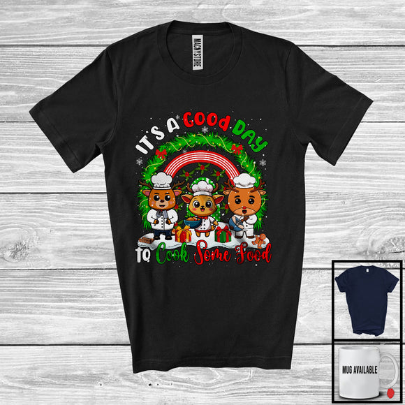 MacnyStore - Good Day To Cook Some Food; Adorable Christmas Three Reindeer Rainbow; Lunch Lady Chef T-Shirt