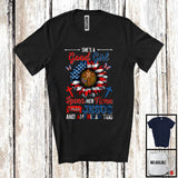 MacnyStore - Good Girl Loves Her Nana Jesus And American Too, Awesome 4th Of July Sunflower, Patriotic T-Shirt