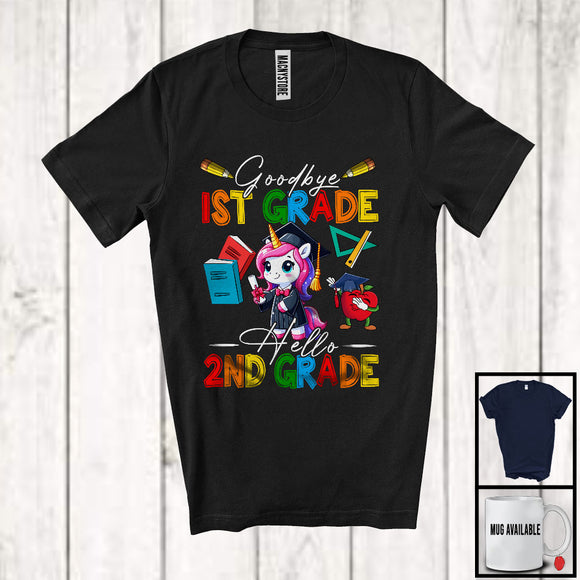 MacnyStore - Goodbye 1st Grade Hello 2nd Grade, Adorable First Last Day Of School Unicorn, Summer Graduate T-Shirt
