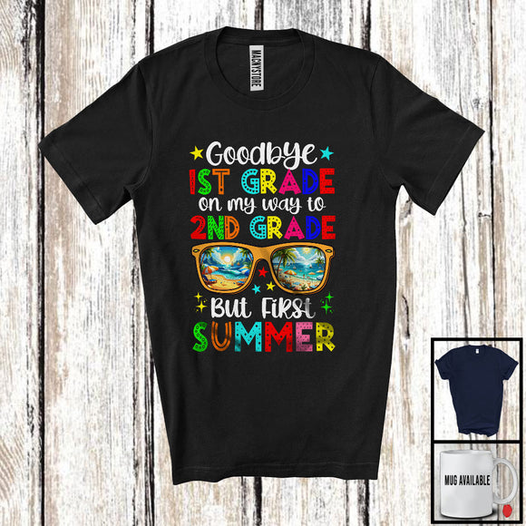 MacnyStore - Goodbye 1st Grade To 2nd Grade First Summer, Colorful Vacation Sunglasses, Students Group T-Shirt