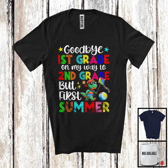 MacnyStore - Goodbye 1st Grade To 2nd Grade First Summer, Colorful Vacation T-Rex Lover, Students Group T-Shirt
