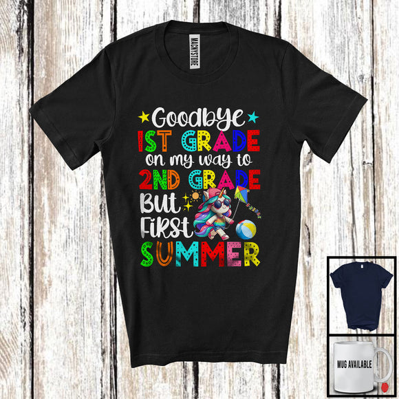 MacnyStore - Goodbye 1st Grade To 2nd Grade First Summer, Colorful Vacation Unicorn, Students Group T-Shirt