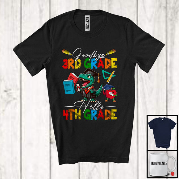 MacnyStore - Goodbye 3rd Grade Hello 4th Grade, Adorable First Last Day Of School T-Rex, Summer Graduate T-Shirt