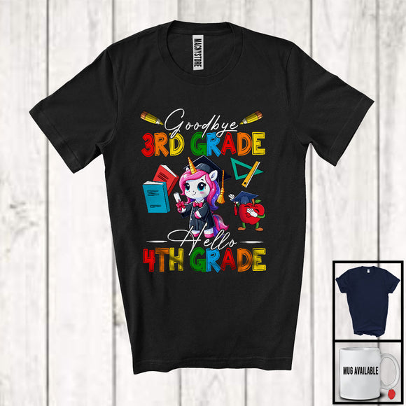 MacnyStore - Goodbye 3rd Grade Hello 4th Grade, Adorable First Last Day Of School Unicorn, Summer Graduate T-Shirt