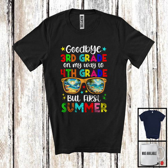 MacnyStore - Goodbye 3rd Grade To 4th Grade First Summer, Colorful Vacation Sunglasses, Students Group T-Shirt