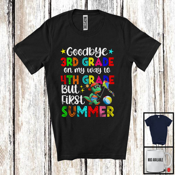 MacnyStore - Goodbye 3rd Grade To 4th Grade First Summer, Colorful Vacation T-Rex Lover, Students Group T-Shirt