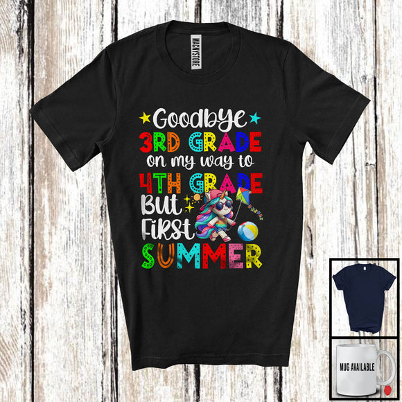 MacnyStore - Goodbye 3rd Grade To 4th Grade First Summer, Colorful Vacation Unicorn, Students Group T-Shirt