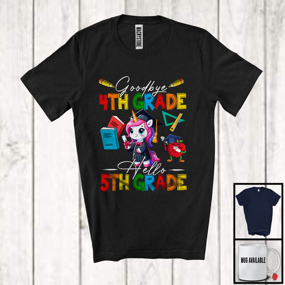 MacnyStore - Goodbye 4th Grade Hello 5th Grade, Adorable First Last Day Of School Unicorn, Summer Graduate T-Shirt