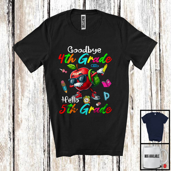 MacnyStore - Goodbye 4th Grade Hello 5th Grade, Joyful Back To School Dabbing Apple, Students Teacher T-Shirt