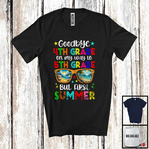 MacnyStore - Goodbye 4th Grade To 5th Grade First Summer, Colorful Vacation Sunglasses, Students Group T-Shirt