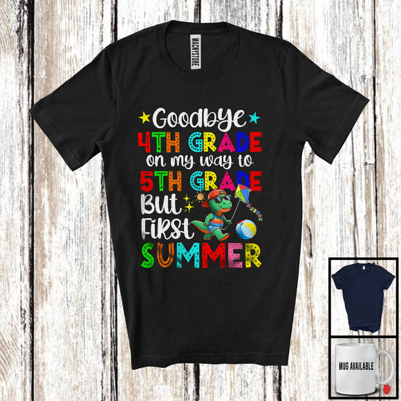 MacnyStore - Goodbye 4th Grade To 5th Grade First Summer, Colorful Vacation T-Rex Lover, Students Group T-Shirt